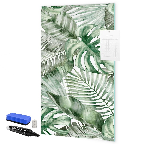 Pizarra borrable de cristal con imanes Tablero verde para fotos y notas.