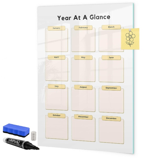 Pizarra magnética de pared con rotulador Calendario anual para personalización