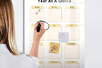 Pizarra magnética de pared con rotulador Calendario anual para personalización