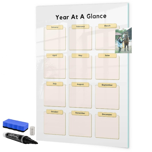 Pizarra magnética de pared con rotulador Calendario anual para personalización