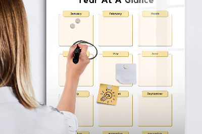 Pizarra magnética de pared con rotulador Calendario anual para personalización