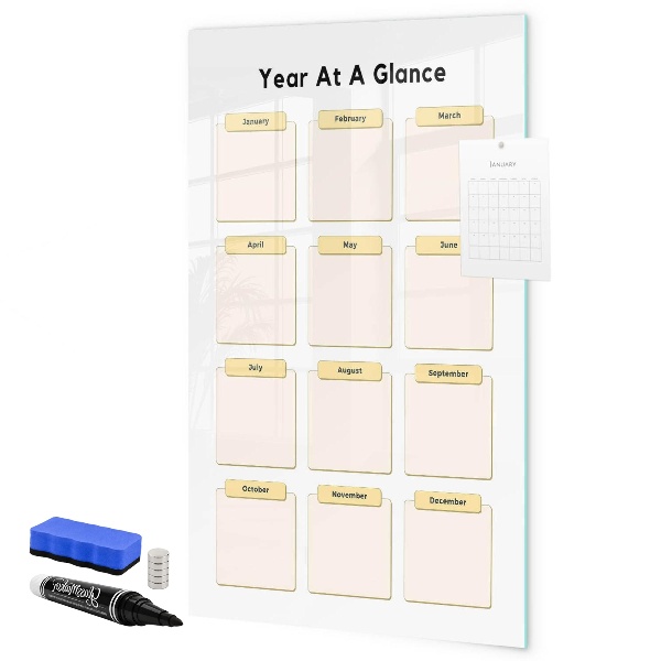 Pizarra magnética de pared con rotulador Calendario anual para personalización
