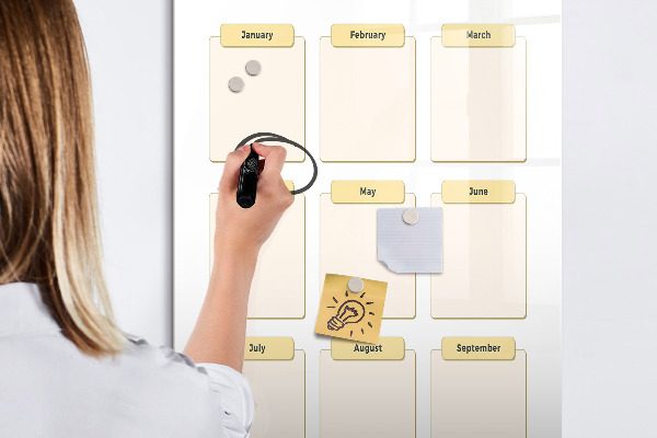 Pizarra magnética de pared con rotulador Calendario anual para personalización