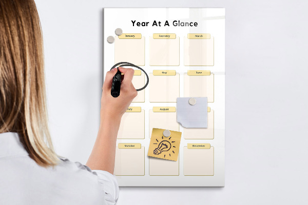 Pizarra magnética de pared con rotulador Calendario anual para personalización
