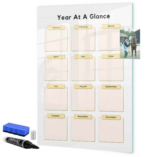 Pizarra magnética de pared con rotulador Calendario anual para personalización