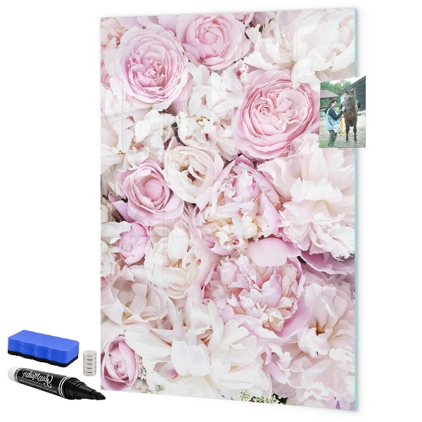 Pizarra magnética de pared con rotulador Tablero floral para notas y fotos
