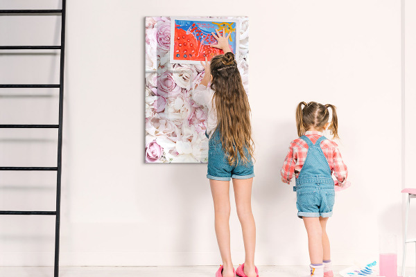 Pizarra magnética de pared con rotulador Tablero floral para notas y fotos