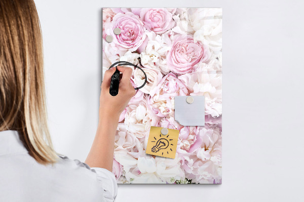Pizarra magnética de pared con rotulador Tablero floral para notas y fotos