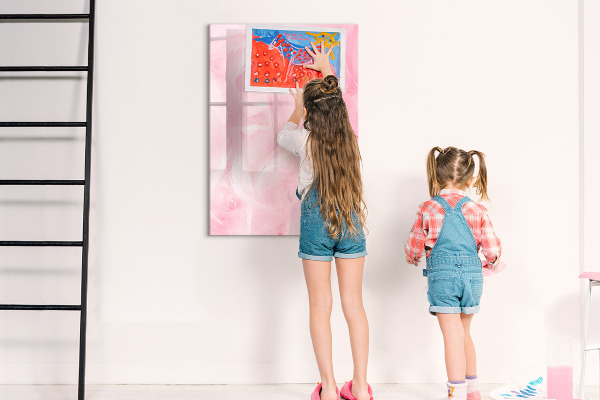 Pizarra magnética de pared con rotulador Tablero rosa para notas y fotos