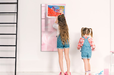 Pizarra magnética de pared con rotulador Tablero rosa para notas y fotos