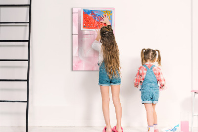 Pizarra magnética de pared con rotulador Tablero rosa para notas y fotos