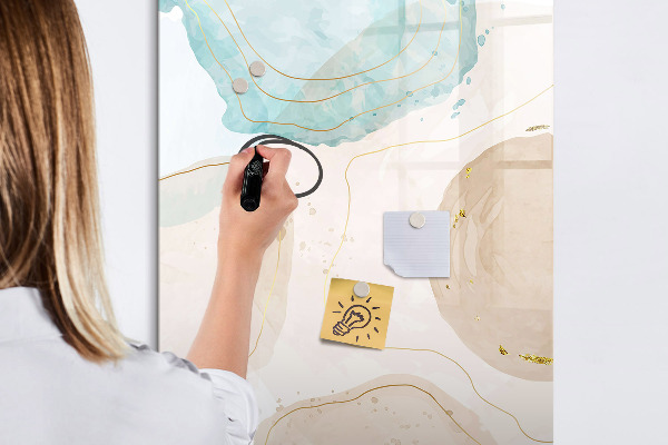 Pizarra borrable de cristal con imanes Tablero fotográfico moderno en colores pastel.