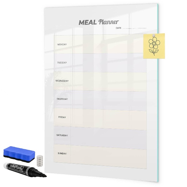 Pizarra magnética de pared con rotulador Planificador de comidas para toda la semana