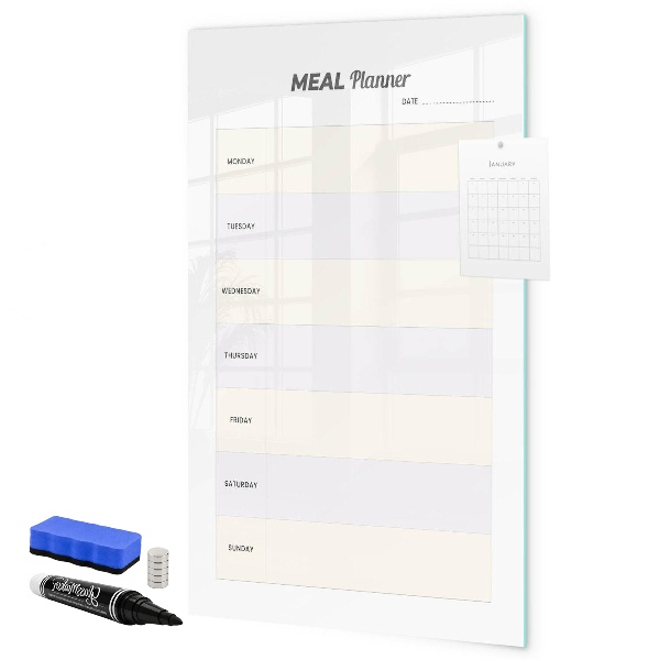 Pizarra magnética de pared con rotulador Planificador de comidas para toda la semana