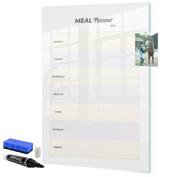 Pizarra magnética de pared con rotulador Planificador de comidas para toda la semana