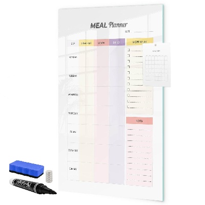 Pizarra borrable de cristal con imanes Planificador de comidas para cada semana