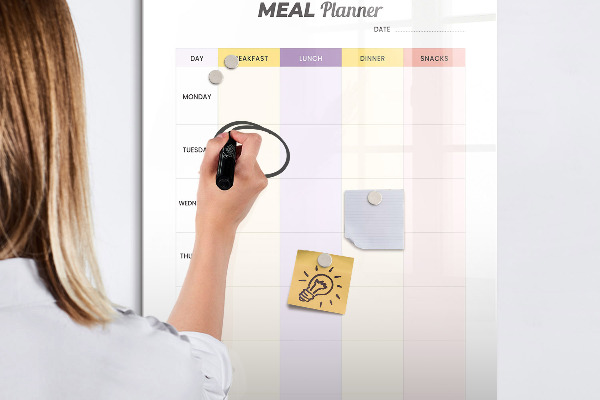 Pizarra magnética de pared con rotulador Planificador de comidas diario