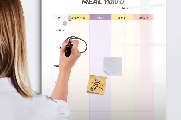 Pizarra magnética de pared con rotulador Planificador de comidas diario