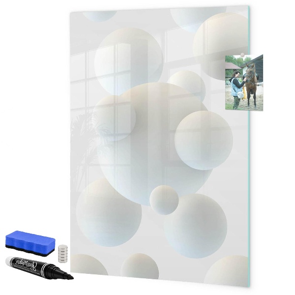 Pizarra borrable de cristal con imanes Un práctico tablero para notas y fotos.