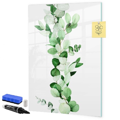 Pizarra borrable de cristal con imanes Motivo verde con espacio para fotos