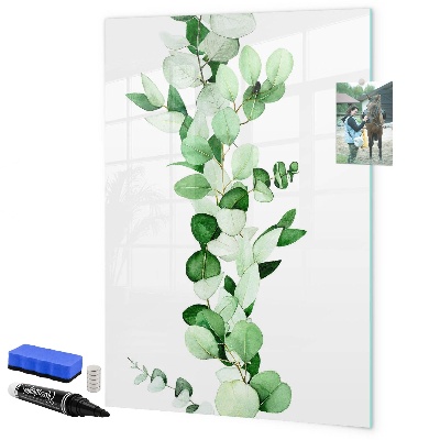 Pizarra borrable de cristal con imanes Motivo verde con espacio para fotos
