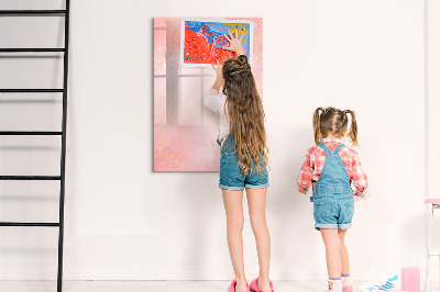 Pizarra magnética de pared con rotulador Tablero de colores pastel para fotos y notas.