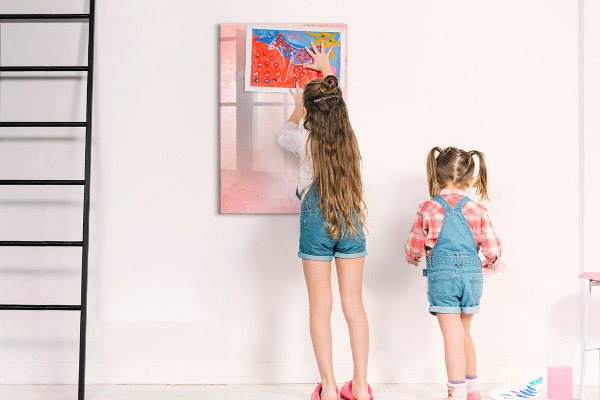 Pizarra magnética de pared con rotulador Tablero de colores pastel para fotos y notas.