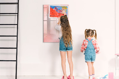 Pizarra magnética de pared con rotulador Tablero de colores pastel para fotos y notas.
