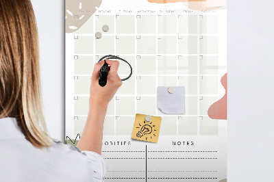 Pizarra magnética de pared con rotulador Planificador mensual con espacio para fotos