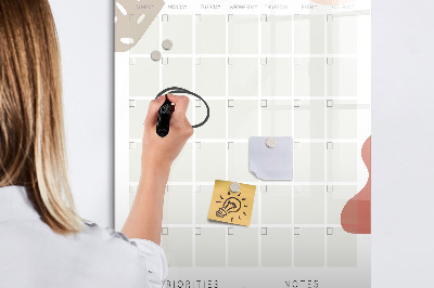 Pizarra magnética de pared con rotulador Planificador mensual con espacio para fotos