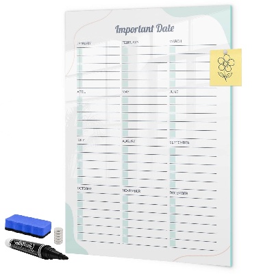 Pizarra magnética de pared con rotulador Planificador para fechas y fotos importantes
