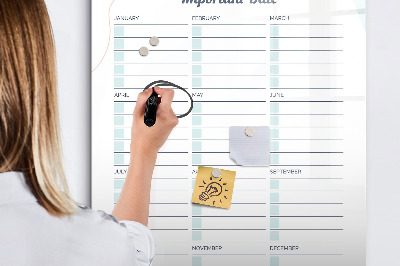 Pizarra magnética de pared con rotulador Planificador para fechas y fotos importantes