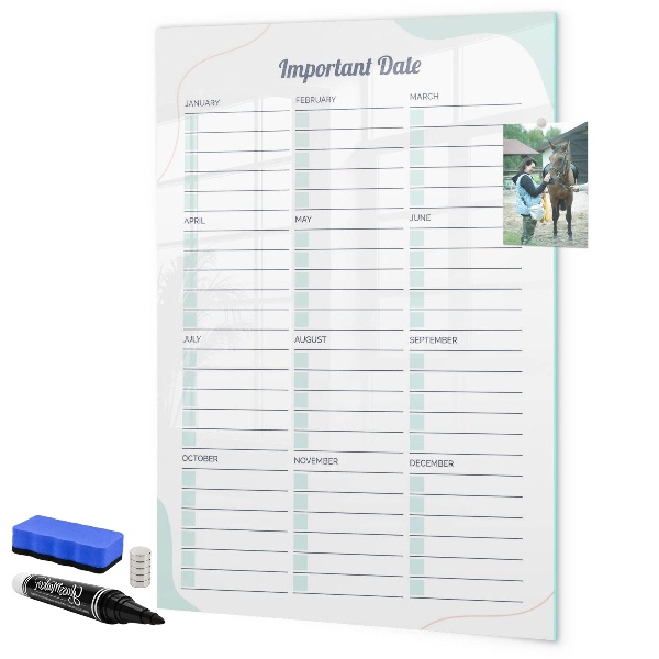 Pizarra magnética de pared con rotulador Planificador para fechas y fotos importantes