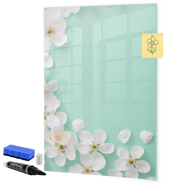 Pizarra magnética de pared con rotulador Tablero creativo con motivo floral