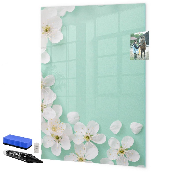 Pizarra magnética de pared con rotulador Tablero creativo con motivo floral
