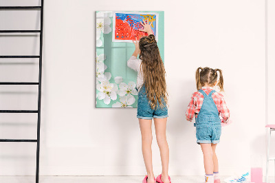 Pizarra magnética de pared con rotulador Tablero creativo con motivo floral