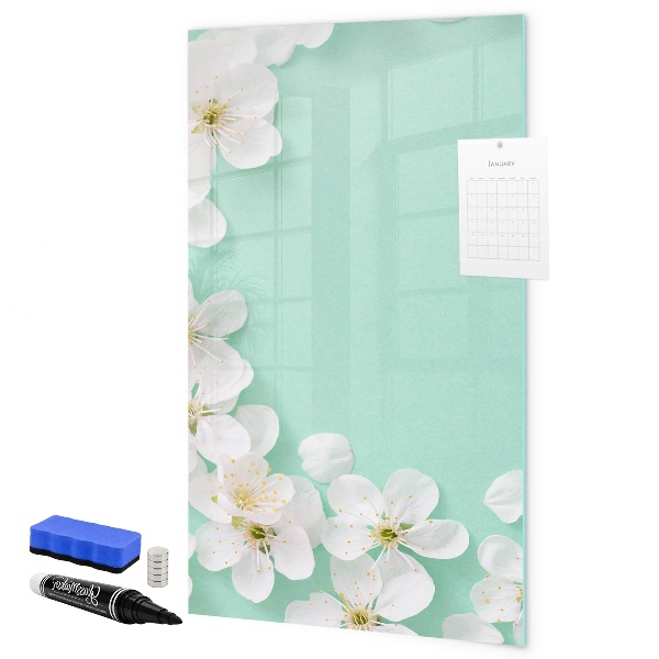 Pizarra magnética de pared con rotulador Tablero creativo con motivo floral