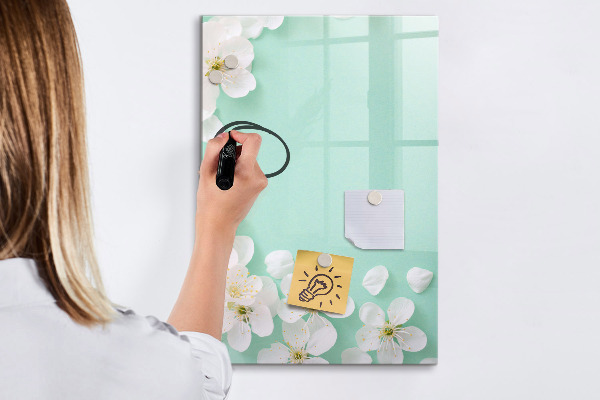 Pizarra magnética de pared con rotulador Tablero creativo con motivo floral
