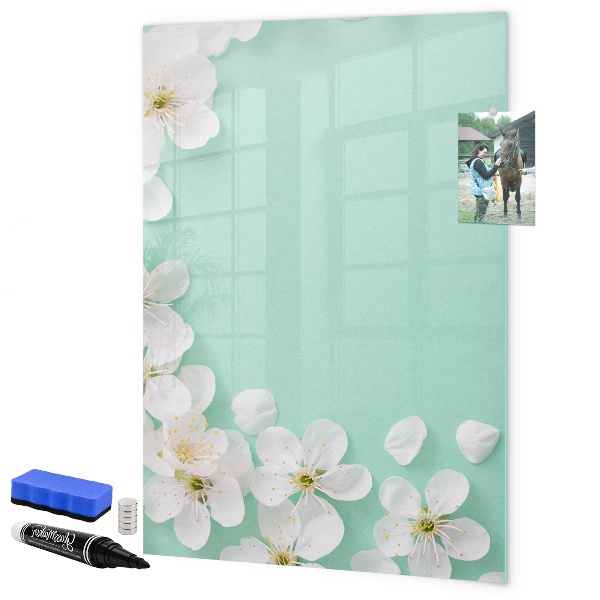 Pizarra magnética de pared con rotulador Tablero creativo con motivo floral