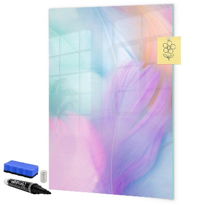 Pizarra borrable de cristal con imanes Un tablero colorido para notas y fotos.