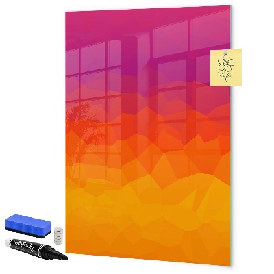 Pizarra borrable de cristal con imanes Un tablero colorido para notas y fotos.