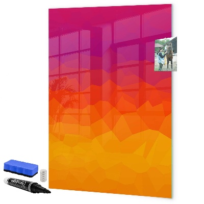 Pizarra borrable de cristal con imanes Un tablero colorido para notas y fotos.