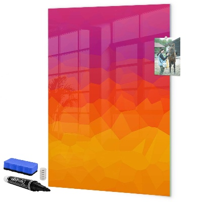 Pizarra borrable de cristal con imanes Un tablero colorido para notas y fotos.