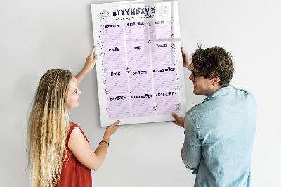 Pizarra borrable de cristal con imanes Calendario de cumpleaños con espacio para fotos