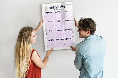 Pizarra borrable de cristal con imanes Calendario de cumpleaños con espacio para fotos
