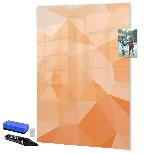 Pizarra borrable de cristal con imanes Un tablero colorido para fotos y notas.