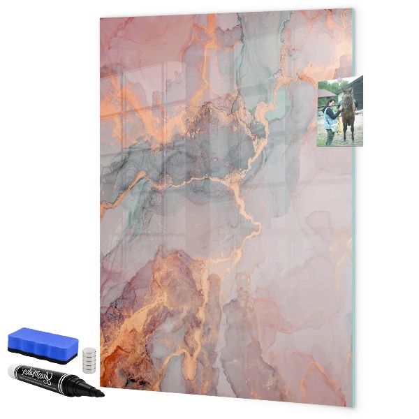 Pizarra borrable de cristal con imanes Un elegante tablero para notas y fotos.