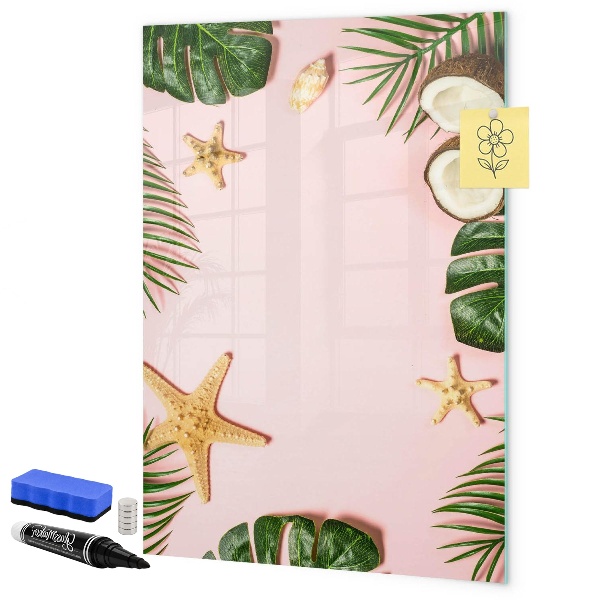 Pizarra magnética de pared con rotulador Recuerdos de verano con la naturaleza como telón de fondo.