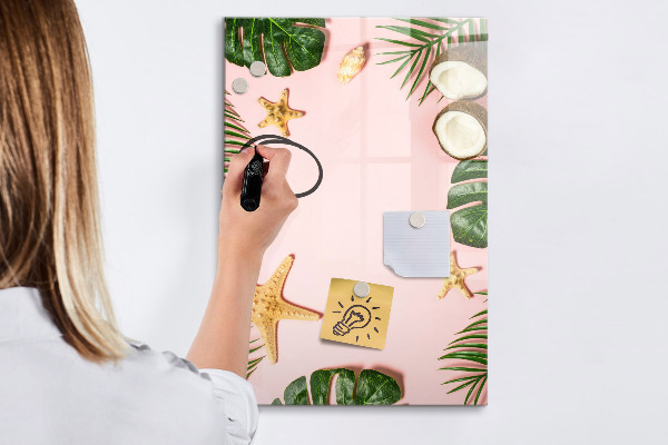 Pizarra magnética de pared con rotulador Recuerdos de verano con la naturaleza como telón de fondo.