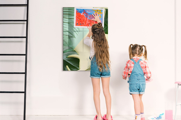 Pizarra magnética de pared con rotulador Collage verde de recuerdos con fotos